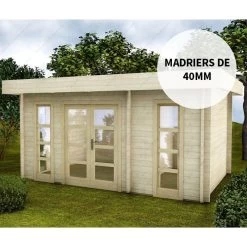 Abri Cloisonné Bois Massif 15m² MODERNE - Madriers 40mm Gardy Shelter