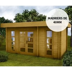Abri Cloisonné En Bois 15m² MODERNE Traité Marron 40mm Gardy Shelter