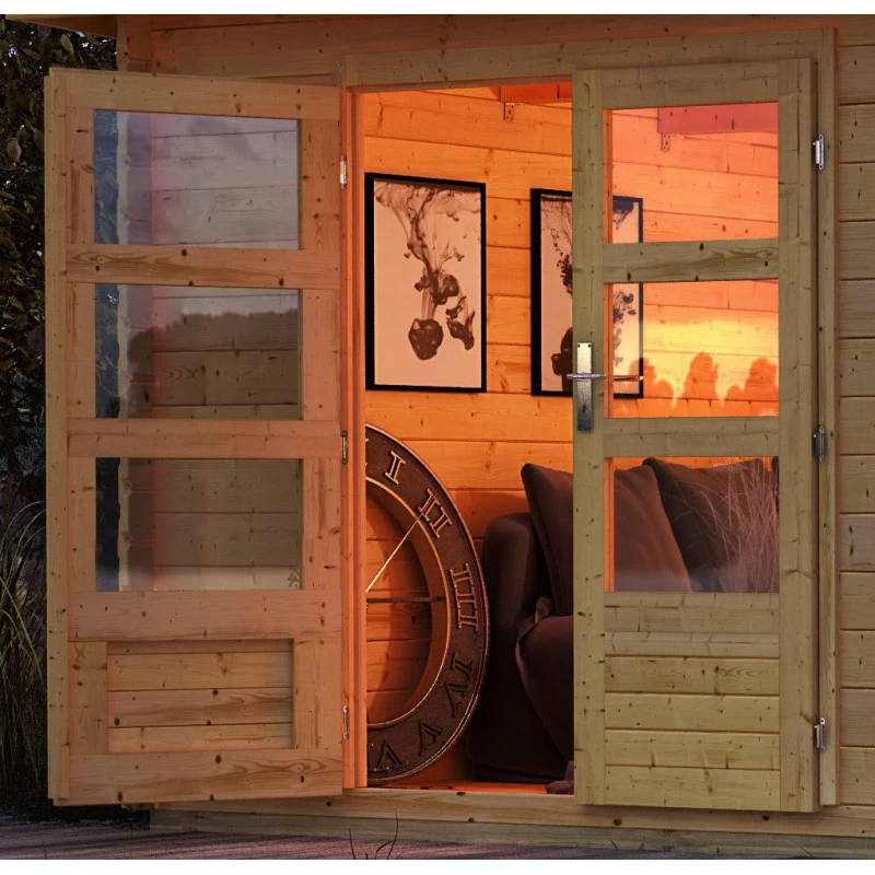 Abri De Jardin 11,49m² En Bois Massif 40mm Trittau 5 Avec Appentis 330cm, Paroi Arrière Et Latérale – Karibu – Image 5