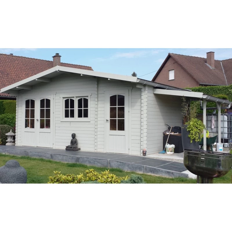 Abri De Jardin 22,04m² En Sapin Blanc FSC 40mm ROSTOCK + Shingles Rouges - SOLID – Image 2