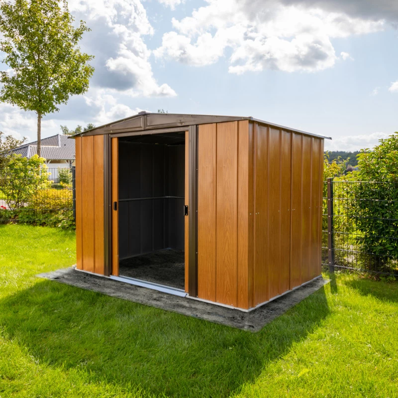 Abri De Jardin 4,26m² Toit Double Pente En Acier Galvanisé Aspect Bois Spacemaker – Image 4