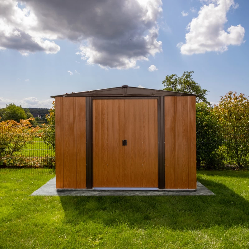 Abri De Jardin 4,26m² Toit Double Pente En Acier Galvanisé Aspect Bois Spacemaker – Image 6