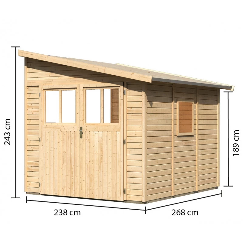 Abri De Jardin Adossé En Bois Certifié 6,23m² Bomlitz 3 - Karibu – Image 3