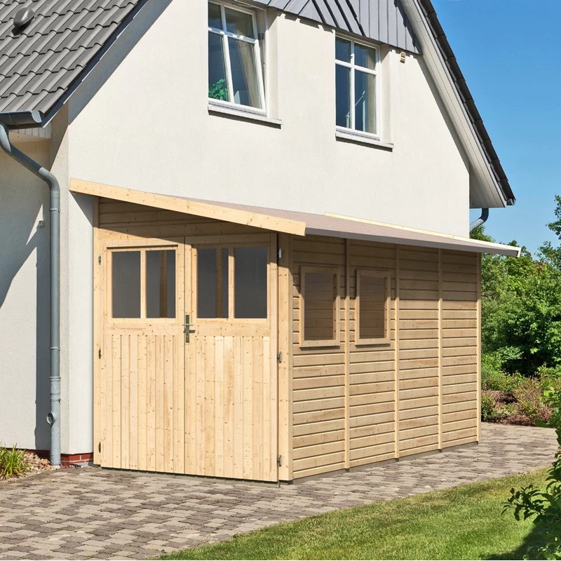 Abri De Jardin Adossé En Bois Certifié 8m² Juist 5 - Karibu – Image 2
