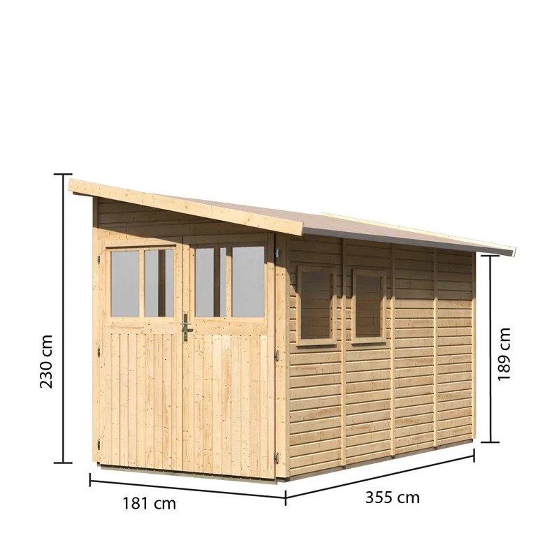 Abri De Jardin Adossé En Bois Certifié 8m² Juist 5 - Karibu – Image 5