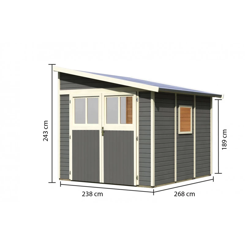 Abri De Jardin Adossé En Bois Gris Terre 6,23m² Bomlitz 3 - Karibu – Image 3