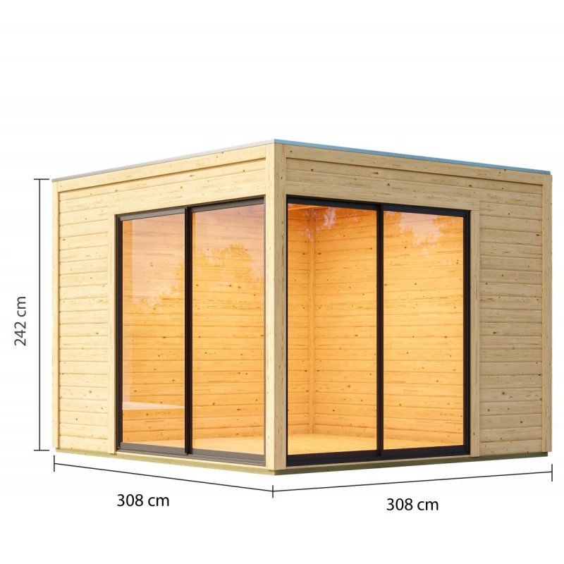 Abri De Jardin En Bois 9,49m² Avec Toit Plat - Dice 3 - Karibu – Image 2