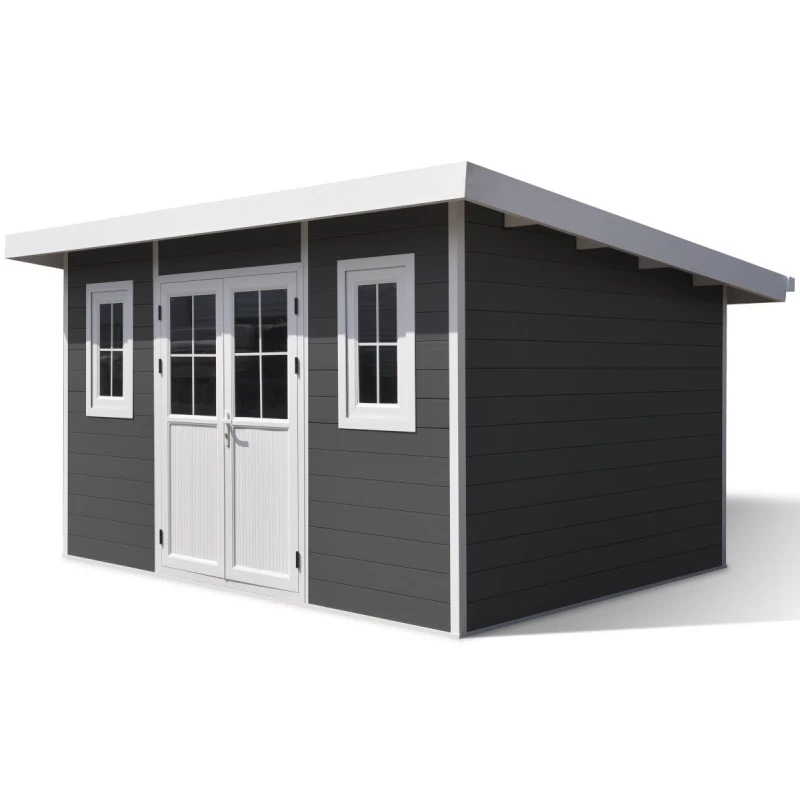 Abri De Jardin En Bois Composite 28mm Anthracite 12m² PREMIUM Toit Monopente - Woodlife Garden – Image 2