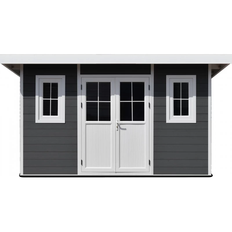 Abri De Jardin En Bois Composite 28mm Anthracite 12m² PREMIUM Toit Monopente - Woodlife Garden – Image 4