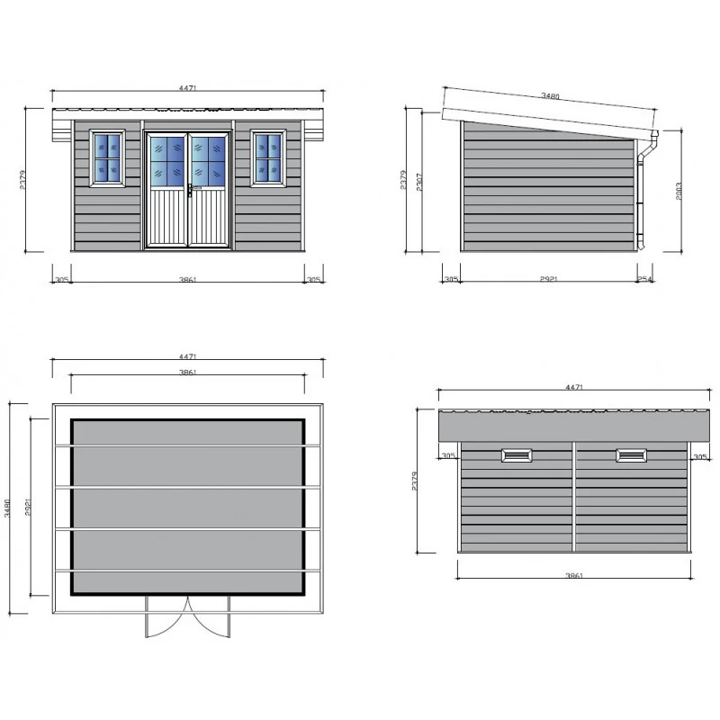 Abri De Jardin En Bois Composite 28mm Anthracite 12m² PREMIUM Toit Monopente - Woodlife Garden – Image 6
