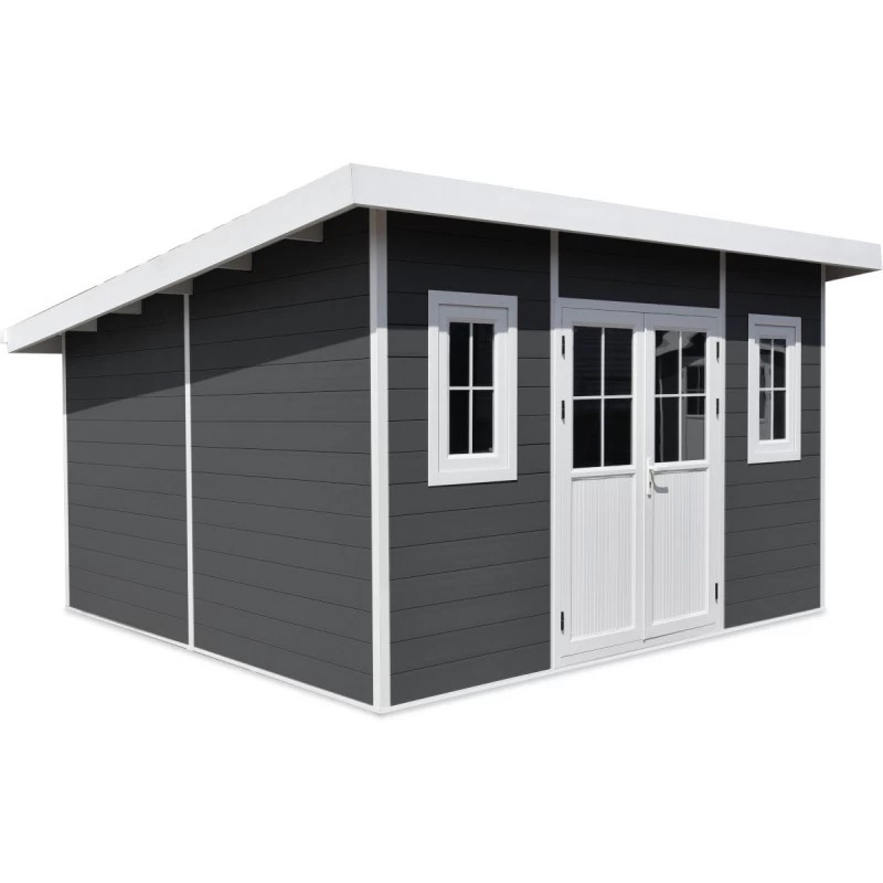 Abri De Jardin En Bois Composite 28mm Anthracite 14,90m² PREMIUM Toit Plat - Woodlife Garden – Image 2