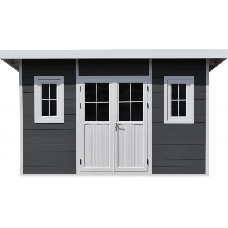 Abri De Jardin En Bois Composite 28mm Anthracite 14,90m² PREMIUM Toit Plat - Woodlife Garden – Image 3