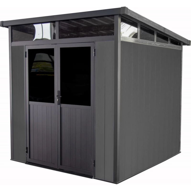 Abri De Jardin En Bois Composite 28mm Anthracite 5,28m² WINSTON Skylight - Woodlife Garden