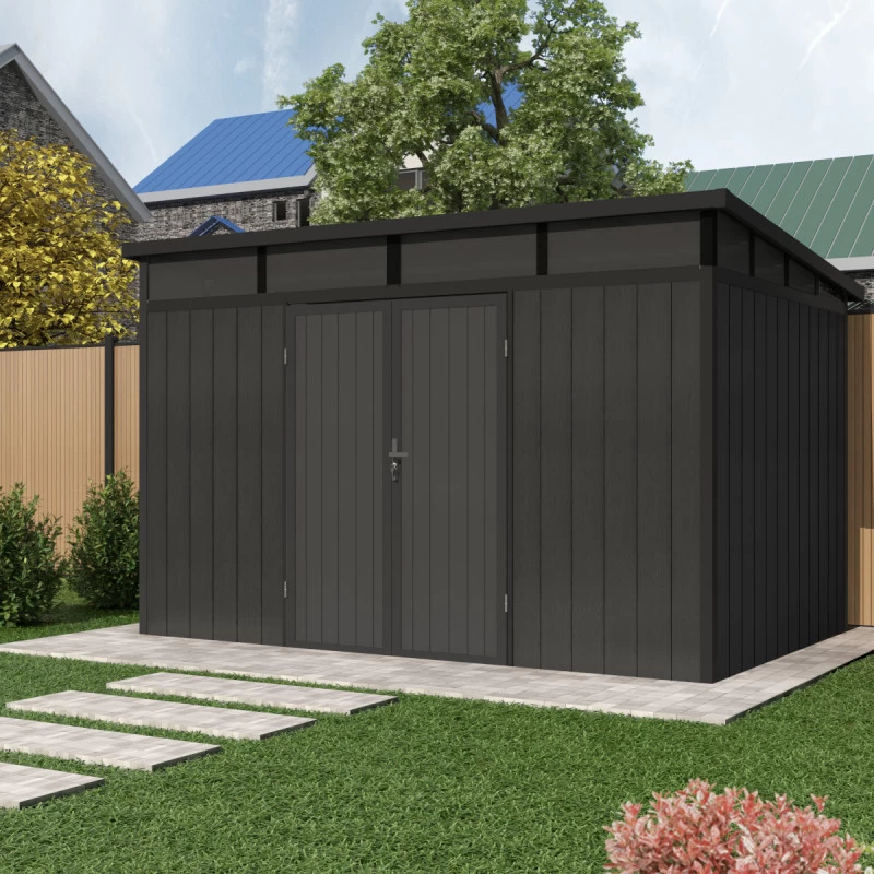 Abri De Jardin En Bois Composite 28mm Anthracite 8,09m² GORDON Skylight - Woodlife Garden – Image 2