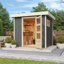 Abri De Jardin En Bois Gris Terre 4,62m² Freiburg 2 - Karibu