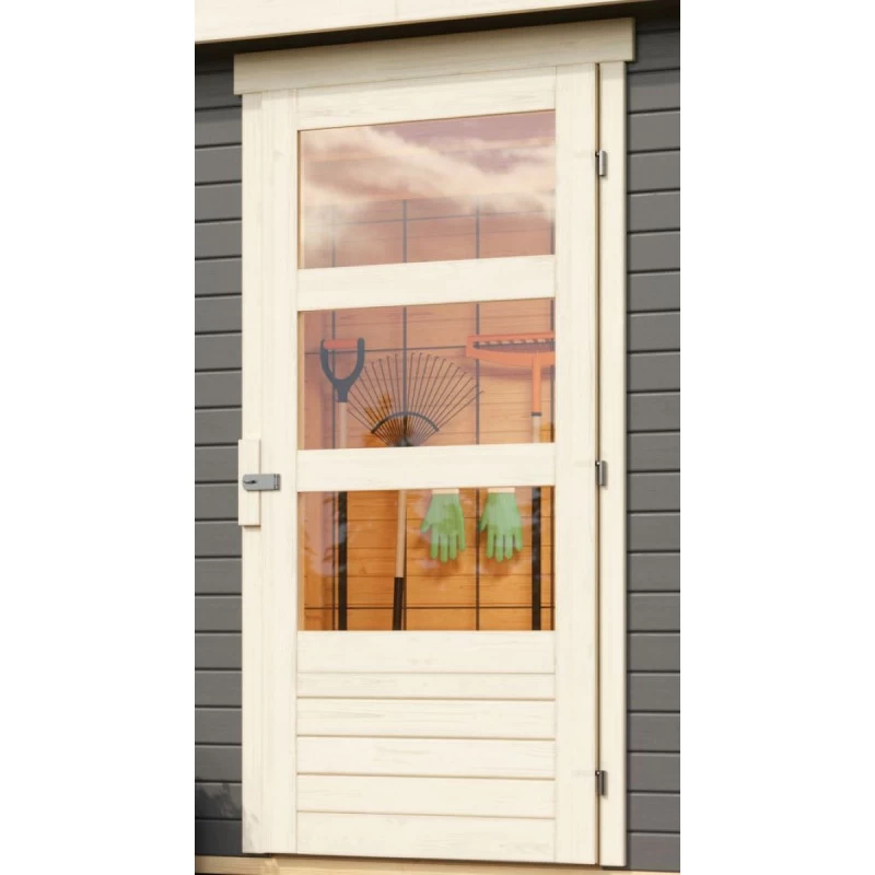 Abri De Jardin En Bois Gris Terre 9,24m² Freiburg 6 Avec Appentis De 2,80 M - Karibu – Image 6