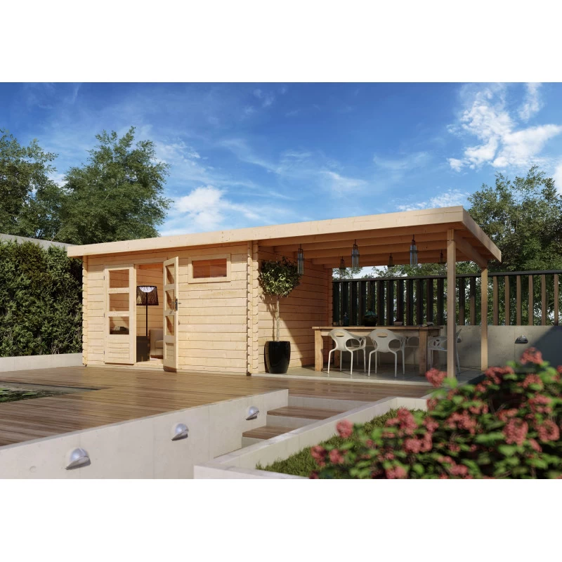 Abri De Jardin En Bois Massif 11,49m² Bastrup 8 Avec Appentis 300cm – Karibu – Image 3