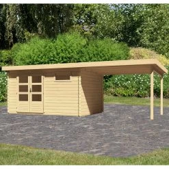 Abri De Jardin En Bois Massif 11,49m² Bastrup 8 Avec Appentis 300cm – Karibu