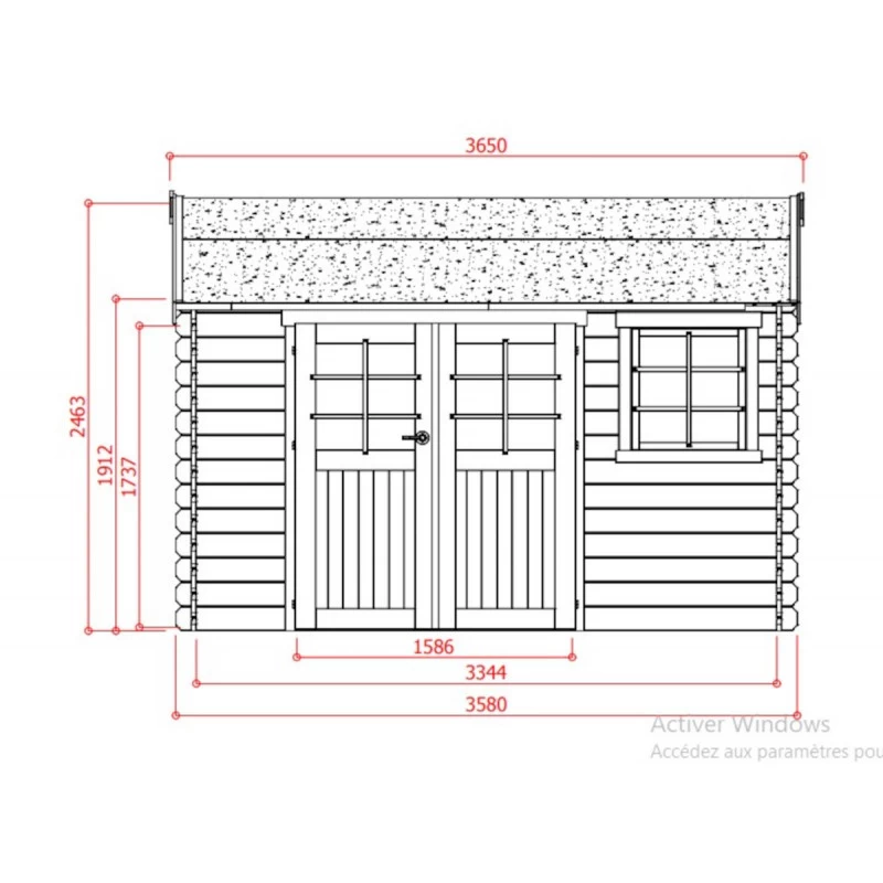 Abri De Jardin En Bois Massif 28mm Arles Porte Double 8,52m² SOLID – Image 2