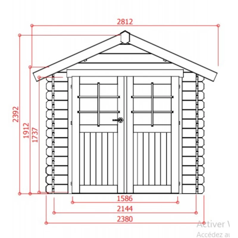 Abri De Jardin En Bois Massif 28mm Nimes Porte Double 5,66m² SOLID – Image 2