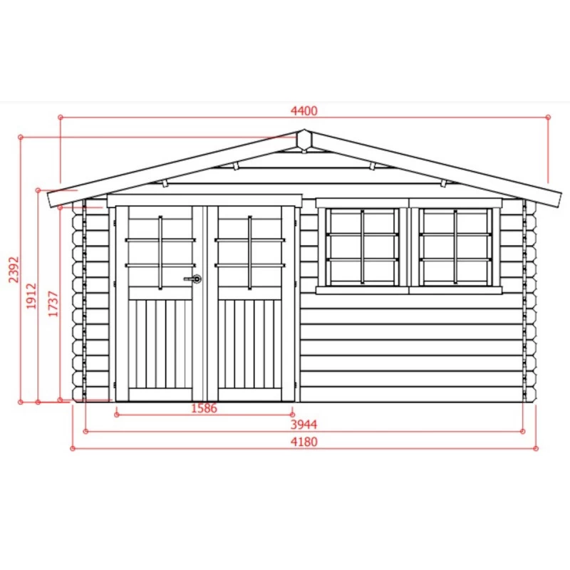 Abri De Jardin En Bois Massif 28mm Visp Avec Double Porte 16,22m² - SOLID – Image 2