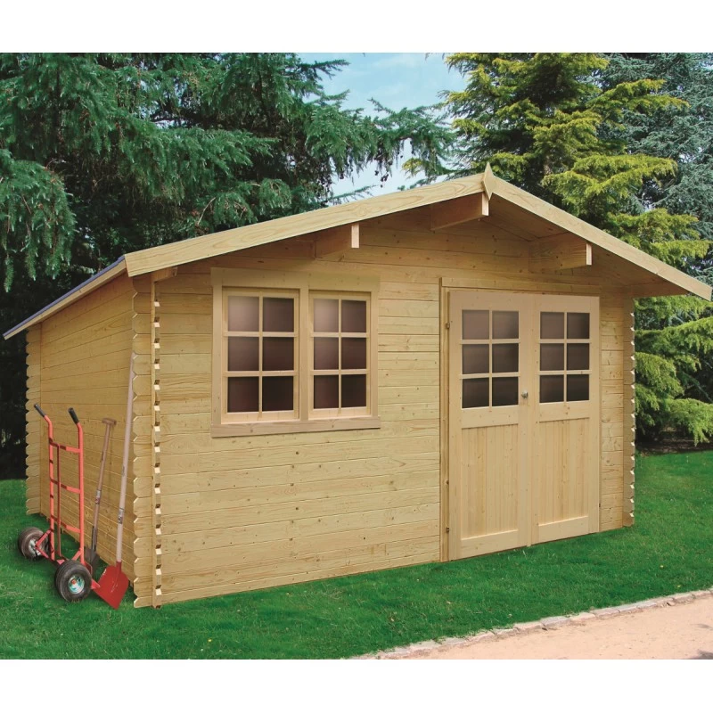 Abri De Jardin En Bois Massif 28mm Visp Avec Double Porte 16,22m² - SOLID