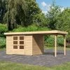 Abri De Jardin En Bois Massif 6,55m² Askola 4 Avec Appentis 240cm – Karibu