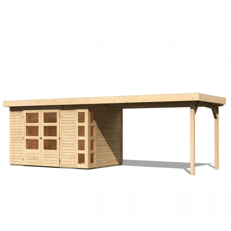 Abri De Jardin En Bois Massif 6,55m² Kerko 4 Avec Appentis 280cm – Karibu – Image 3