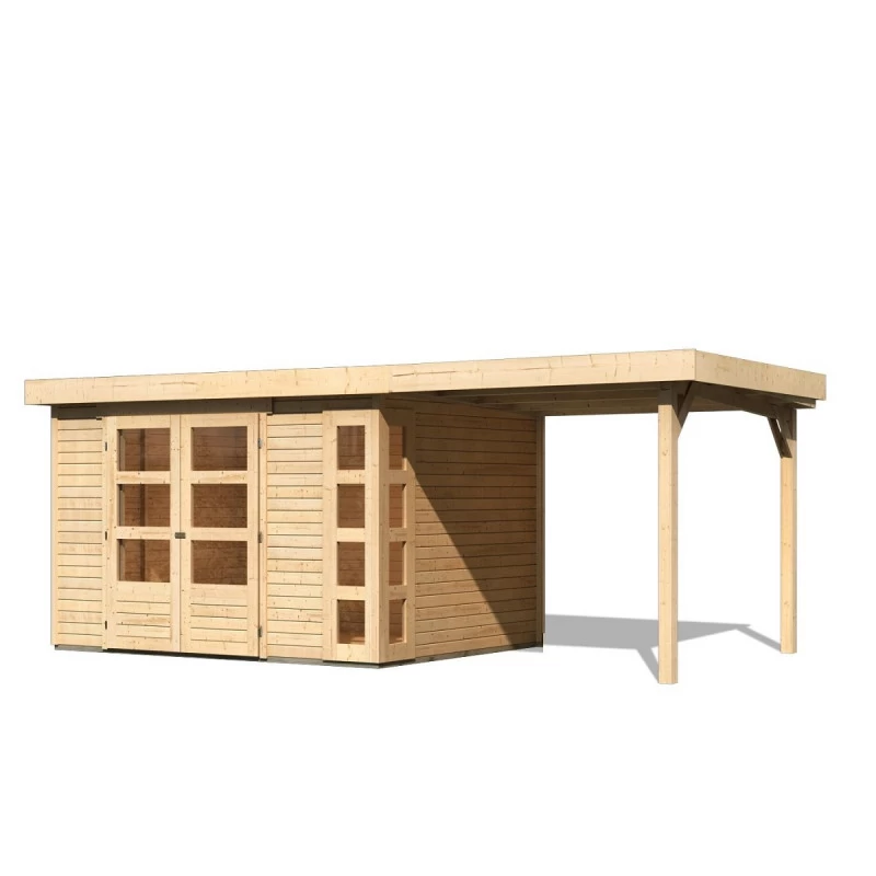 Abri De Jardin En Bois Massif 7,43m² Kerko 5 Avec Appentis 240cm – Karibu – Image 3