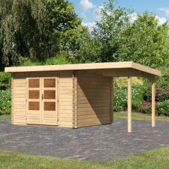 Abri De Jardin En Bois Massif 8,82m² Bastrup 5 Avec Appentis 200cm – Karibu