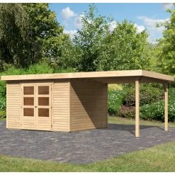 Abri De Jardin En Bois Massif 9,24m² Askola 6 Avec Appentis 280cm – Karibu