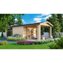 Abri De Jardin En Bois Massif 9,24m² Theres 7 Avec Deux Auvents – Karibu