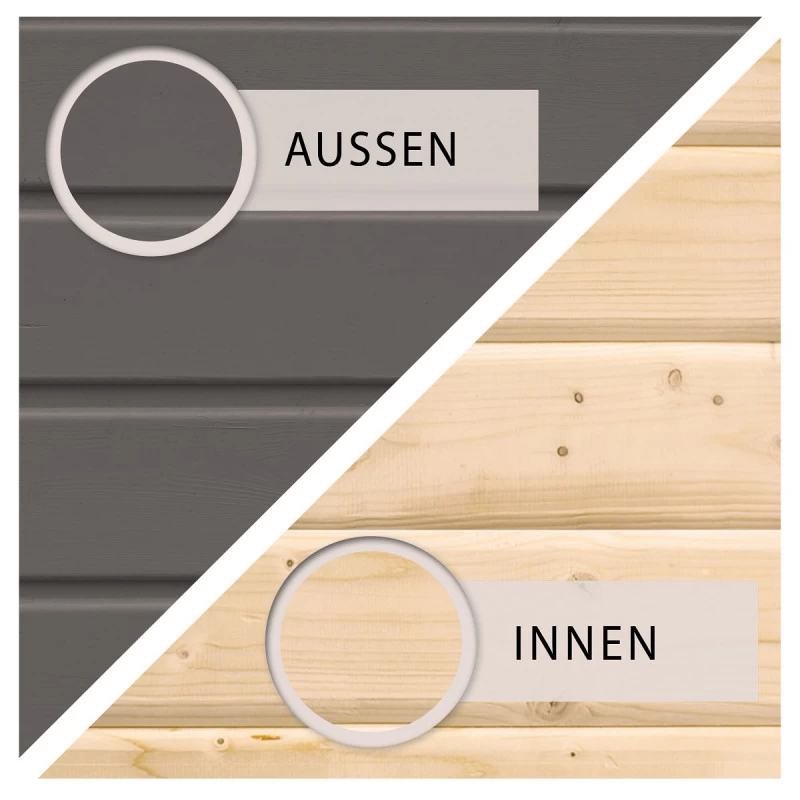 Abri De Jardin En Bois Massif Gris Terre 7,50m² Kastorf 6 Avec Appentis 320cm – Karibu – Image 3