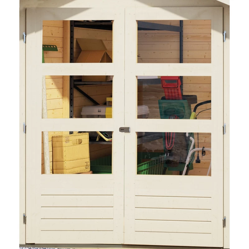 Abri De Jardin En Bois Massif Gris Terre 9,24m² Askola 6 Avec Appentis 240cm - Karibu – Image 5