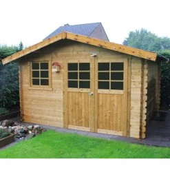 Abri De Jardin En Bois Traité Autoclave 28mm Chimay Porte Double 10,67m² - SOLID