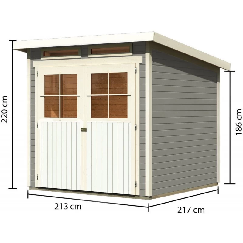 Abri De Jardin En Bois Vitrifié Gris 19mm 4.62m² Glücksburg 3 - Karibu – Image 2