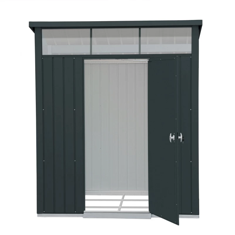 Abri De Jardin En Métal Anthracite 3,92m² + Kit D'ancrage + Kit De Fondation DURAMAX