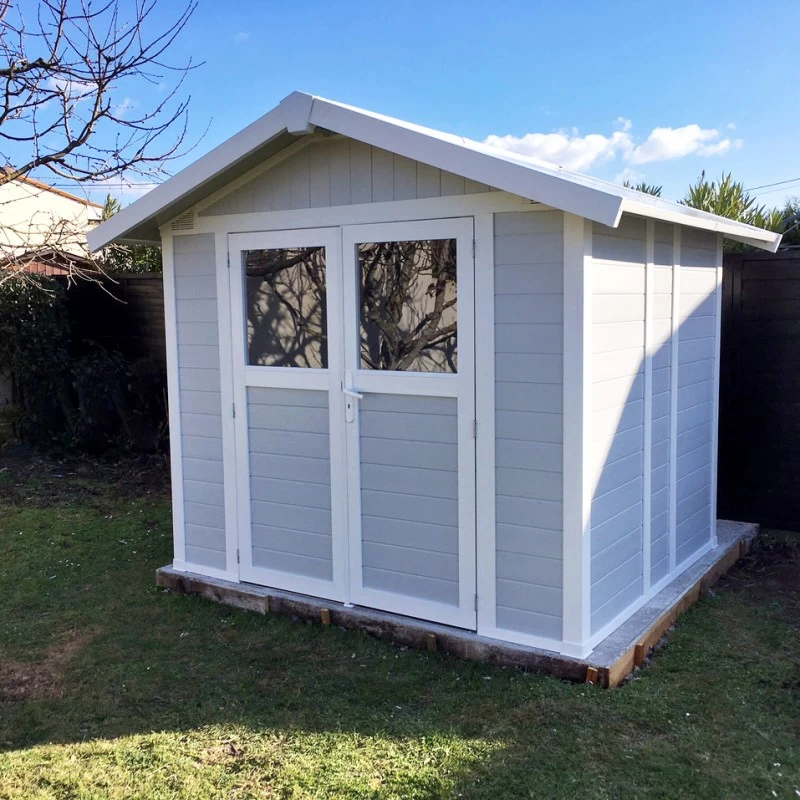 Abri De Jardin En PVC 4,9m² DECO Gris Clair Et Blanc Grosfillex + Kit Ancrage Offert – Image 5