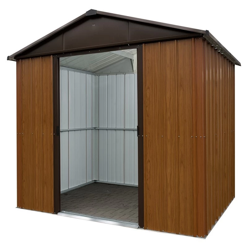 Abri De Jardin Métal Aspect Bois Et Marron 7,18m² + Kit D'ancrage Inclus - YARDMASTER – Image 3