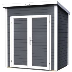 Abri De Jardin Skur 1 2,19m² + Plancher Traité Peint Anthracite Baltic