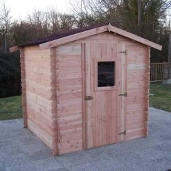 Abri De Jardin En Douglas DUBLIN 4,28m² Madriers 28mm + Couverture Onduline - HABRITA