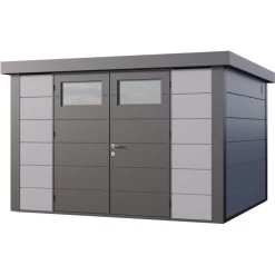 Abri En Acier Galvanisé Gris Clair 9,8m² Avec Double Porte Eleganto 3330 Telluria