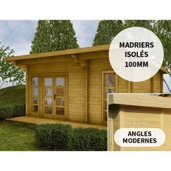 Abri En Bois 19m² Isolation Parois 100mm Traité Marron Gardy Shelter