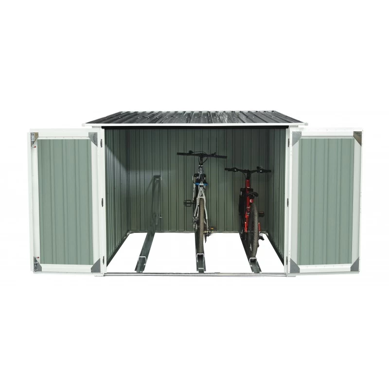 Abri Pour 3 Vélos En Métal Anthracite 3,32m² + Kit D'ancrage X-METAL – Image 2