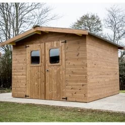 Abri Thermabri 12,31m² En Bois Thermo Traité Toiture En Acier HABRITA