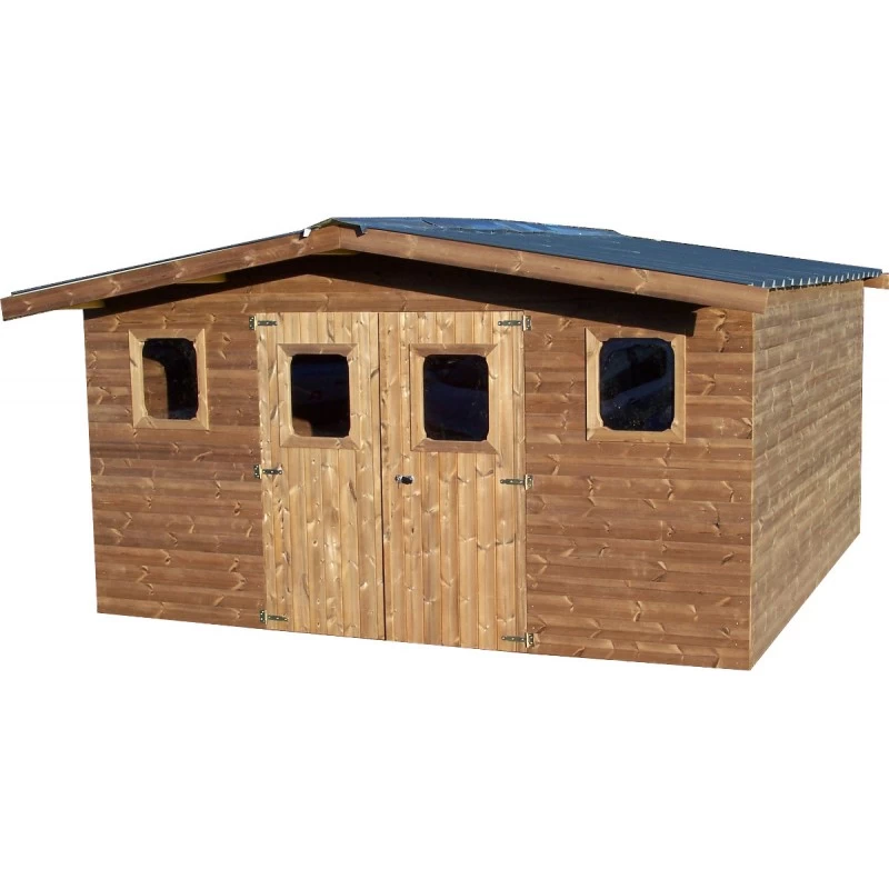 Abri Thermabri 15,14m² En Bois Thermo Traité Toiture En Acier HABRITA – Image 2