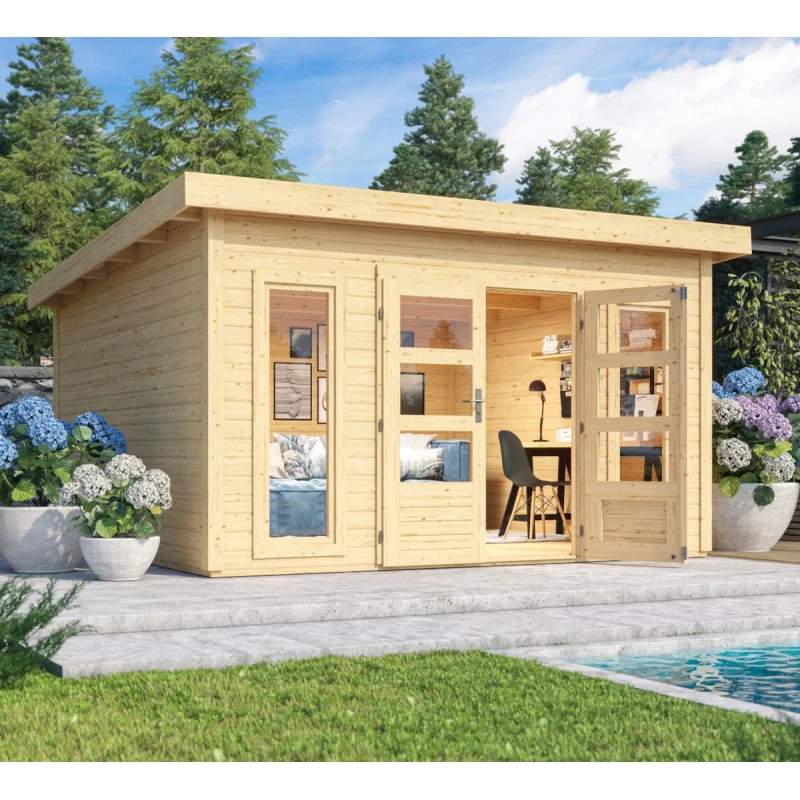 Abri Toit Plat 13,60m² Bois Massif 40mm Northeim 5 – Karibu – Image 3