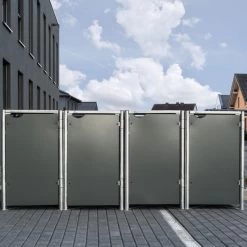 Cache-poubelle 4 Compartiments Müllbox En Aluminium Gris 4x140L – HIDE