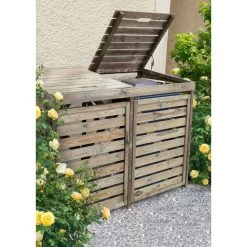 Cache Poubelle Double En Bois Massif Traité Autoclave – NEW CHESTER – Forest Style