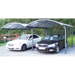 Carport 2 Voitures En Aluminium Et Polycarbonate 6mm ANTI-UV - Habrita